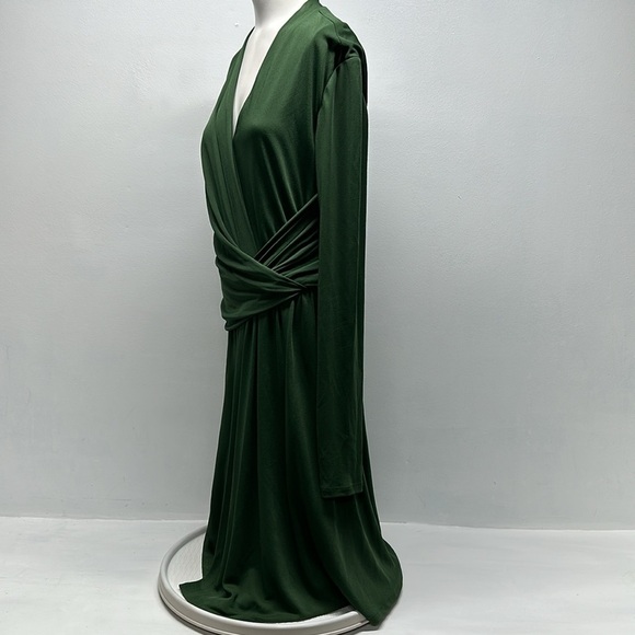 Mm Lafleur The Morgan 1.0 Dress Long Sleeve Wrap Midi Heavyweight Green Size 12 - Picture 6 of 12